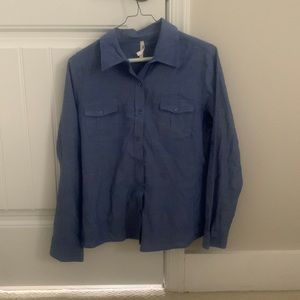 Blue button up collared shirt